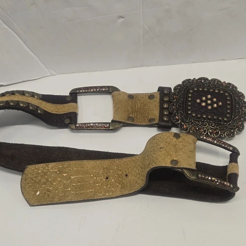 LR leather western cowboy boho Beaded Studded Belt SIZE‎ M